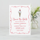 Whimsical Ice Cream Cone Wedding Save The Date (Stehend Vorderseite)
