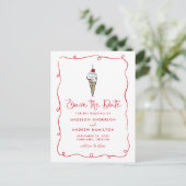 Whimsical Ice Cream Cone Wedding Save the Date Ankündigungspostkarte (Stehend Vorderseite)