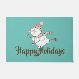 Whimsical Ice Skaten Snowman Anpassbar Fußmatte