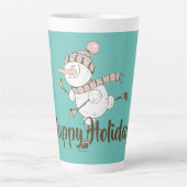 Whimsical Ice Skaten Snowman Anpassbar Milchtasse (Vorderseite)