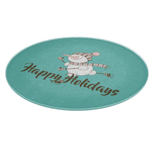 Whimsical Ice Skaten Snowman Anpassbar Schneidebrett (Ecke)