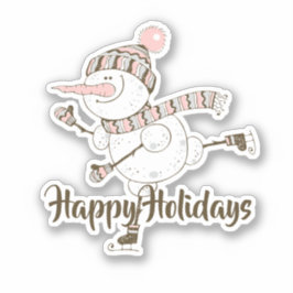 Whimsical Ice Skaten Snowmen Car Decal Aufkleber