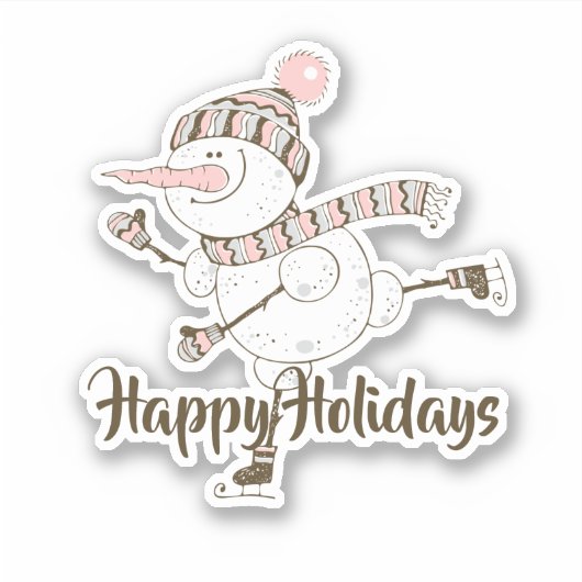 Whimsical Ice Skaten Snowmen Car Decal Aufkleber (Vorderseite)