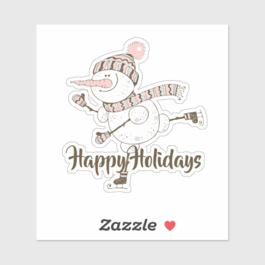 Whimsical Ice Skaten Snowmen Car Decal Aufkleber (Blatt)