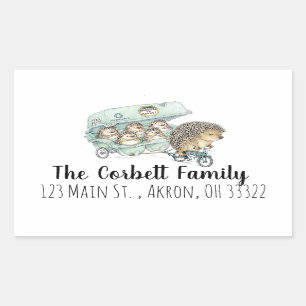 Whimsical Igel Family individuell anpassbar Rechteckiger Aufkleber