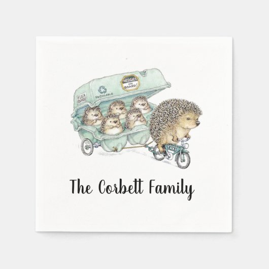 Whimsical Igel Family individuell anpassbar Serviette (Vorderseite)