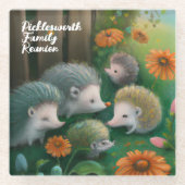 Whimsical Igel Family Picnicken im Garten Glasuntersetzer (Vorderseite)
