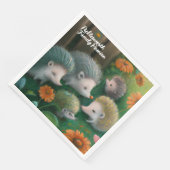 Whimsical Igel Family Picnicken im Garten Serviette (Ecke)
