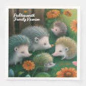 Whimsical Igel Family Picnicken im Garten Serviette (Vorderseite)