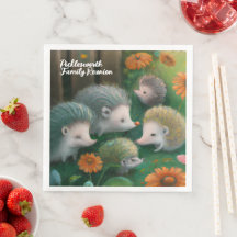 Whimsical Igel Family Picnicken im Garten