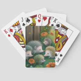 Whimsical Igel Family Picnicken im Garten Spielkarten