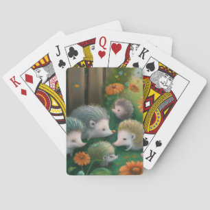 Whimsical Igel Family Picnicken im Garten Spielkarten