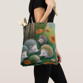 Whimsical Igel Family Picnicken im Garten Tasche