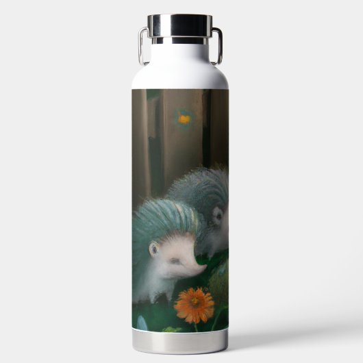 Whimsical Igel Family Picnicken im Garten Trinkflasche (Vorderseite)