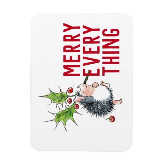 Whimsical Igel froh alles Weihnachten Magnet (Vertikal)