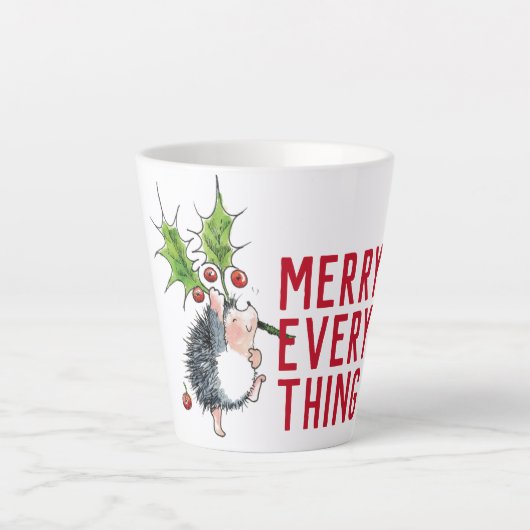 Whimsical Igel froh alles Weihnachten Milchtasse (Vorderseite)