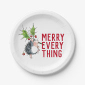 Whimsical Igel froh alles Weihnachten Pappteller (Vorderseite)