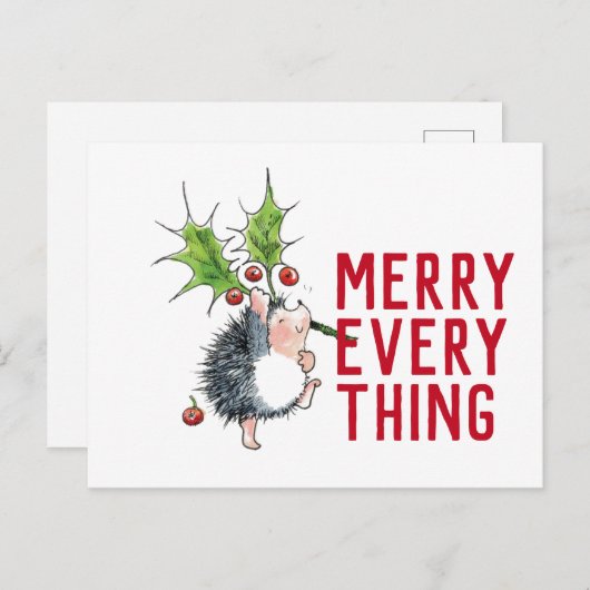 Whimsical Igel froh alles Weihnachten Postkarte (Vorne/Hinten)