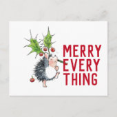 Whimsical Igel froh alles Weihnachten Postkarte (Vorderseite)