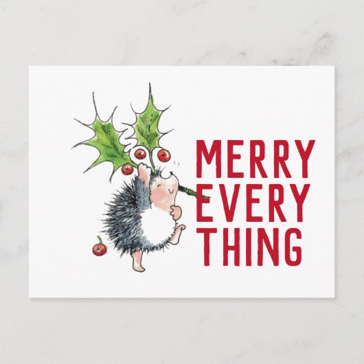 Whimsical Igel froh alles Weihnachten Postkarte (Vorderseite)