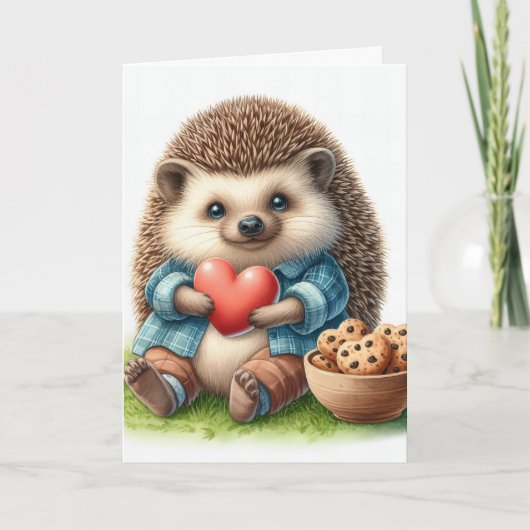 Whimsical Igel Herzkrüge Valentinstag Feiertagskarte (Vorderseite)