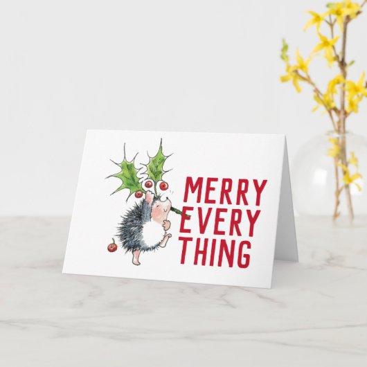 Whimsical Igel Merry alles Weihnachtskarte Karte (Gelbe Blume)