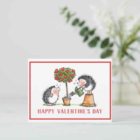 Whimsical Igels Valentinstag Card Postkarte (Stehend Vorderseite)