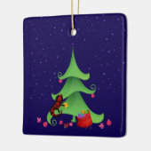 Whimsical Iguana Oh Weihnachtsbaum Keramikornament (Links)