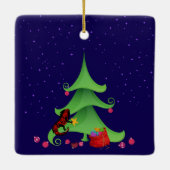 Whimsical Iguana Oh Weihnachtsbaum Keramikornament (Rückseite)