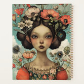 Whimsical Illustration Lady and Blume Planer (Rückseite)