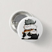Whimsical Illustration of a Stack of Adorable Cats Button (Vorne & Hinten)