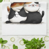 Whimsical Illustration of a Stack of Adorable Cats Geschirrtuch (Gefaltet)