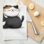 Whimsical Illustration of a Stack of Adorable Cats Geschirrtuch (Viertel Falte)