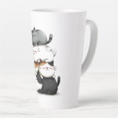 Whimsical Illustration of a Stack of Adorable Cats Milchtasse (Rechte Ecke)