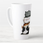 Whimsical Illustration of a Stack of Adorable Cats Milchtasse (Linke Ecke)
