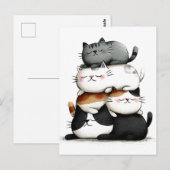 Whimsical Illustration of a Stack of Adorable Cats Postkarte (Vorne/Hinten)