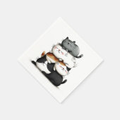 Whimsical Illustration of a Stack of Adorable Cats Serviette (Ecke)