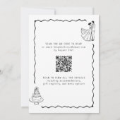 Whimsical Illustriert Black and White Wedding Einladung (Rückseite)