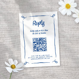 Whimsical Illustriert Blue Hand gezeichnet Fun Wed RSVP Karte