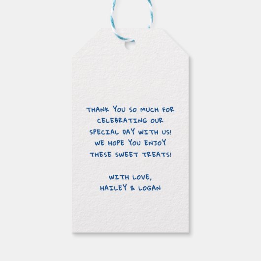 Whimsical Illustriert Bow Moderne Fun Wedding Geschenkanhänger (Rückseite)