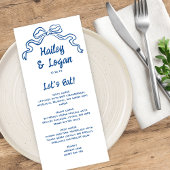 Whimsical Illustriert Bow Moderne Fun Wedding Menükarte