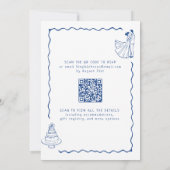 Whimsical Illustriert Cobalt Blue Wedding Einladung (Rückseite)