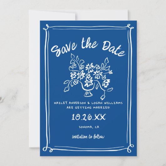 Whimsical Illustriert Cupid Moderne Fun Hochzeit Save The Date (Vorderseite)