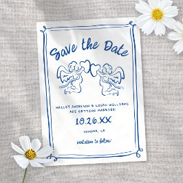 Whimsical Illustriert Cupid Moderne Fun Hochzeit Save The Date