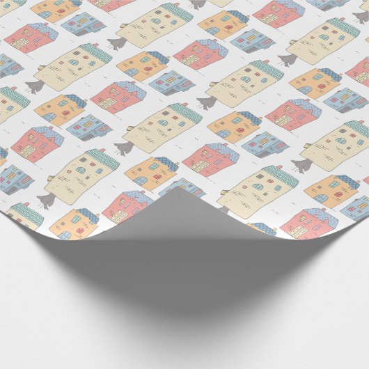 Whimsical Illustriert Houses Geschenkpapier (Ecke)