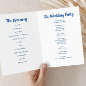 Whimsical Illustriert Modern Blue Wedding Zeremoni Programm