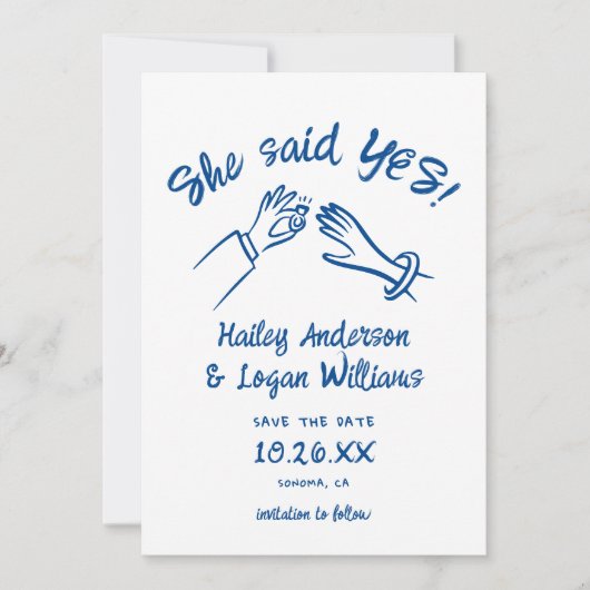 Whimsical Illustriert Niedlich Moderne Fun Hochzei Save The Date (Vorderseite)