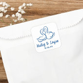 Whimsical Illustriert Swan Modern Fun Wedding Quadratischer Aufkleber