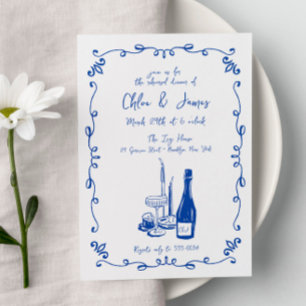 Whimsical Illustriert Wedding Probe Dinner Einladung