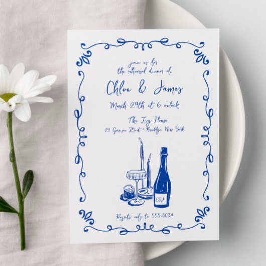 Whimsical Illustriert Wedding Probe Dinner Einladung